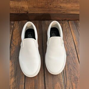 Vans White Leather Slip-On Loafers for Men 6.5-Women 8  Like New